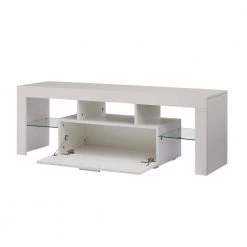 51 in. White TV Stand Fits TV's up to 55 in. with LED Lights, Storage Cabinet by Wateday