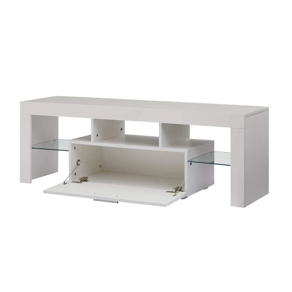 51 in. White TV Stand Fits TV's up to 55 in. with LED Lights, Storage Cabinet by Wateday 1 51 in. White TV Stand Fits TV's up to 55 in. with LED Lights, Storage Cabinet by Wateday