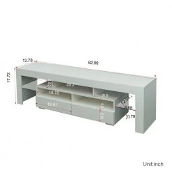 63 in. White TV Stand with 2-Drawer Fits TV's up to 55 in. with LED Lights by Wateday -Wateday Sales Store white wateday tv stands yj yuki9595942 fa 1000