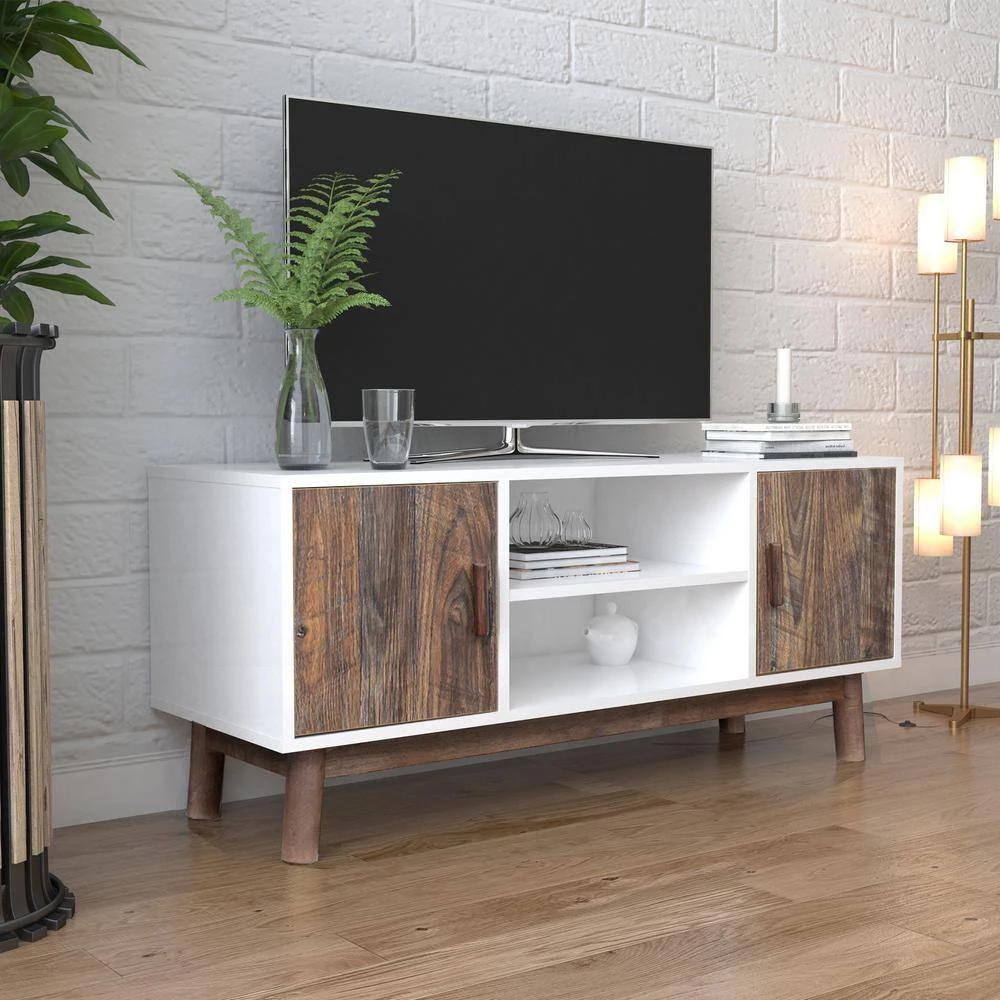 42.91 in. White TV Stand with 2 Cabinet Fits TV's up to 55 in. by Wateday 8 42.91 in. White TV Stand with 2 Cabinet Fits TV's up to 55 in. by Wateday - Image 8