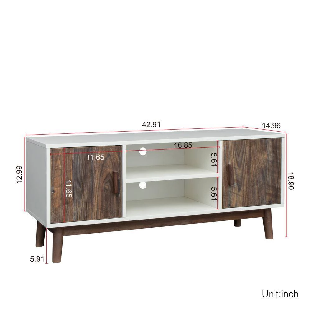 42.91 in. White TV Stand with 2 Cabinet Fits TV's up to 55 in. by Wateday 7 42.91 in. White TV Stand with 2 Cabinet Fits TV's up to 55 in. by Wateday - Image 7