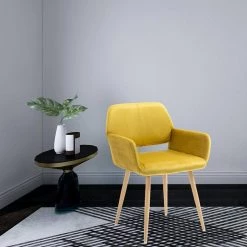 Yellow Velvet Upholstered Backrest Side Chair by Wateday -Wateday Sales Store yellow wateday accent chairs yj 1001yellow 31 1000