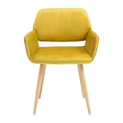 Yellow Velvet Upholstered Backrest Side Chair by Wateday