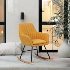 Yellow Fabric Rocking Chair Side Chair with Cushion by Wateday 13 Yellow Fabric Rocking Chair Side Chair with Cushion by Wateday -Wateday Sales Store yellow wateday accent chairs yj yuki9596671 31 1000