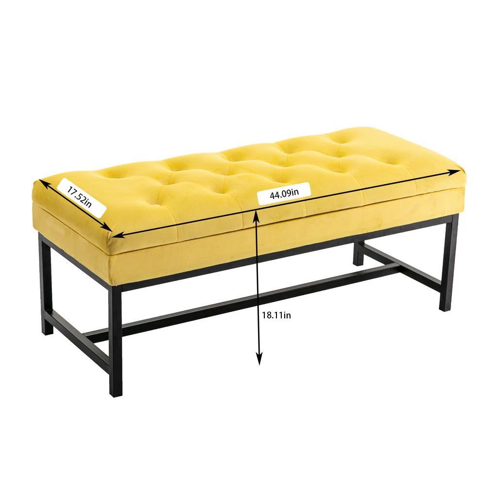 Yellow Storage Bench 18.11 in. x 44.09 in. x 17.52 in. by Wateday 5 Yellow Storage Bench 18.11 in. x 44.09 in. x 17.52 in. by Wateday - Image 5