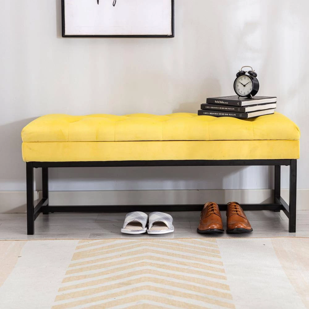 Yellow Storage Bench 18.11 in. x 44.09 in. x 17.52 in. by Wateday 6 Yellow Storage Bench 18.11 in. x 44.09 in. x 17.52 in. by Wateday - Image 6
