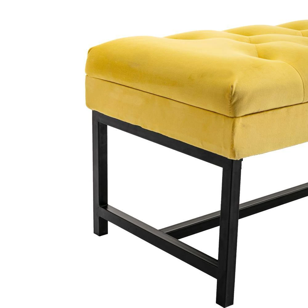 Yellow Storage Bench 18.11 in. x 44.09 in. x 17.52 in. by Wateday 4 Yellow Storage Bench 18.11 in. x 44.09 in. x 17.52 in. by Wateday - Image 4
