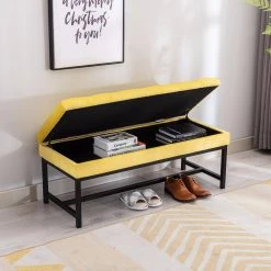 Yellow Storage Bench 18.11 in. x 44.09 in. x 17.52 in. by Wateday 8 Yellow Storage Bench 18.11 in. x 44.09 in. x 17.52 in. by Wateday -Wateday Sales Store yellow wateday bedroom benches yj yuki9596066 c3 1000