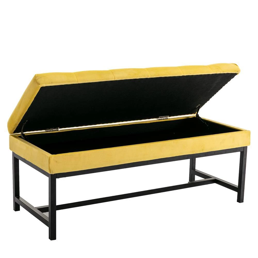 Yellow Storage Bench 18.11 in. x 44.09 in. x 17.52 in. by Wateday 2 Yellow Storage Bench 18.11 in. x 44.09 in. x 17.52 in. by Wateday - Image 2