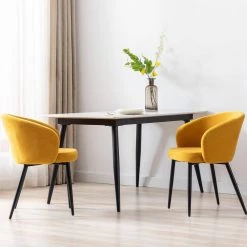 Yellow Upholstered Fabric Dining Chairs with Metal Legs (Set of 2) by Wateday -Wateday Sales Store yellow wateday dining chairs yj w21236342 31 1000