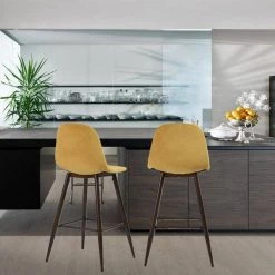 Yellow Upholstery Dining Side Chairs (Set of 2) by Wateday -Wateday Sales Store yellow wateday dining chairs yj yuki9596010 31 1000