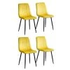 Yellow Velvet Dining Side Chair (Set of 4) by Wateday