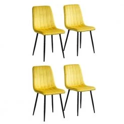 Yellow Velvet Dining Side Chair (Set of 4) by Wateday
