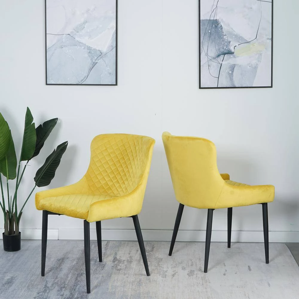 Yellow Faric Dining Side Chair (Set of 2) by Wateday 3 Yellow Faric Dining Side Chair (Set of 2) by Wateday - Image 3